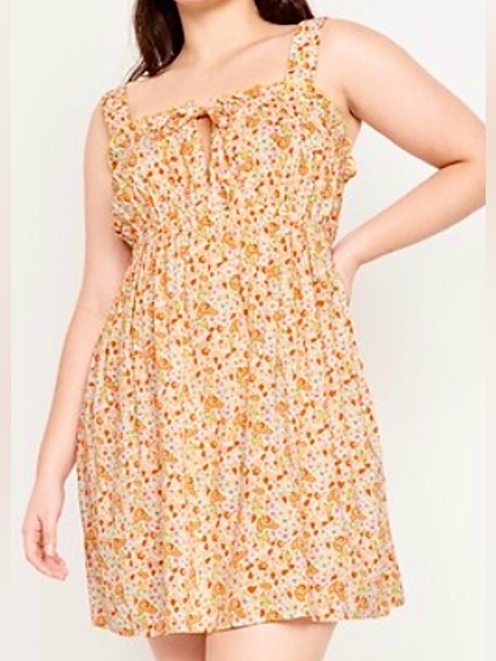 Old Navy Ruffle-Trim Nightgown Dress Large Yellow Floral Coquette Babydoll Girly